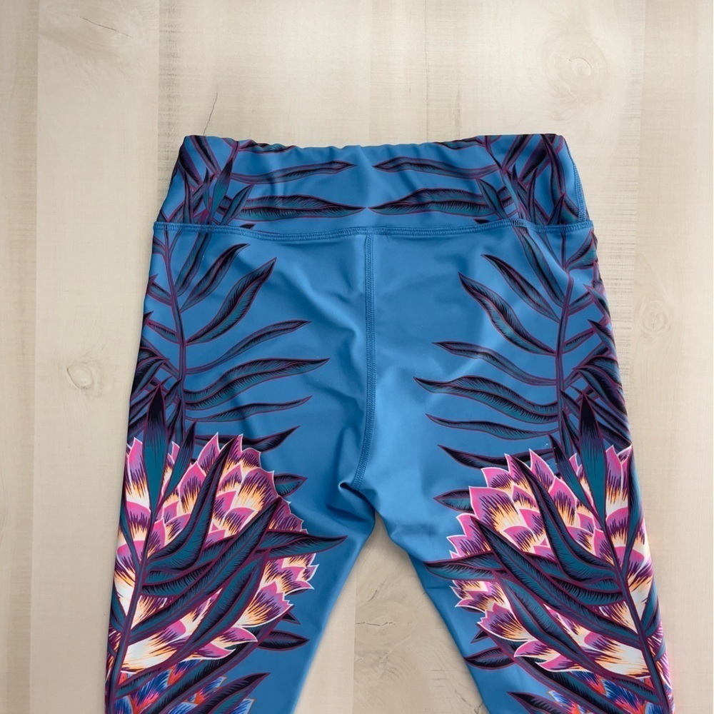 MARA HOFFMAN ACTIVE blue workout floral printed yoga leggings M lotus - Picture 5 of 8